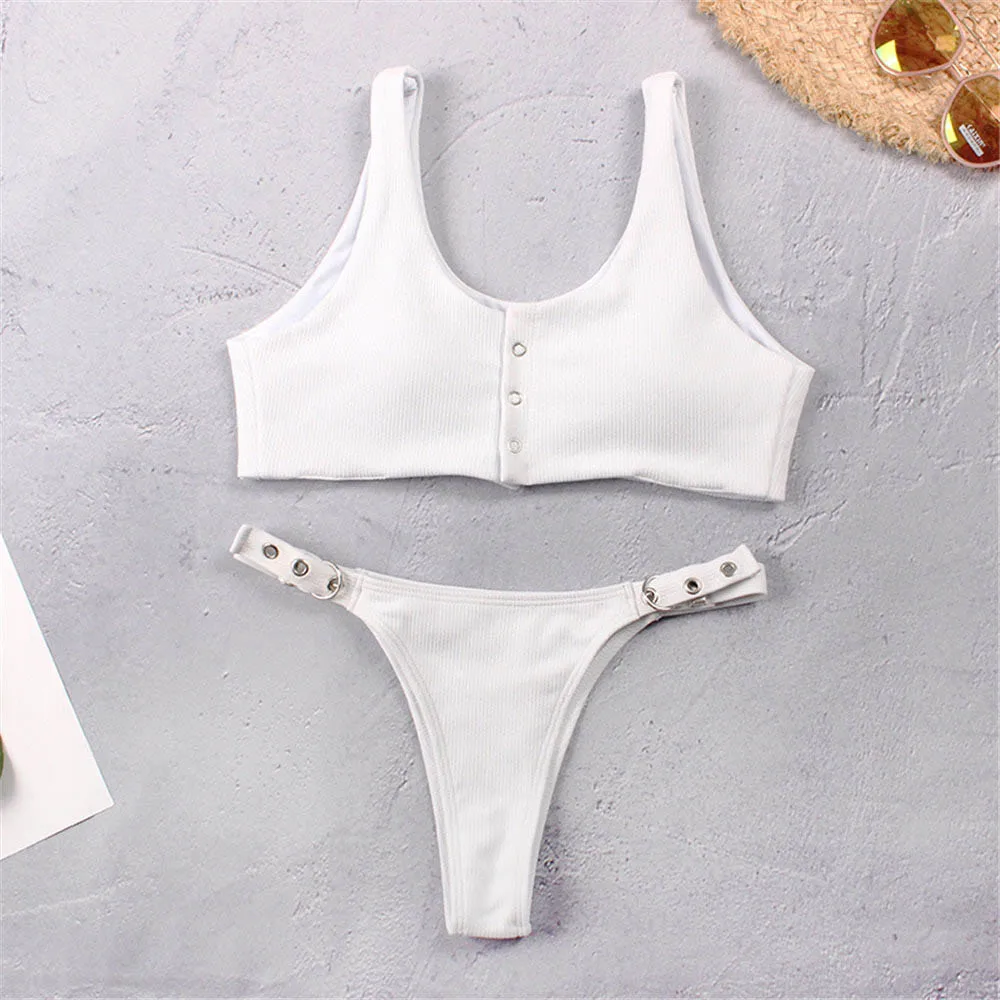 Hot Babes Bikini Set U Neck Wide Strappy Biqiuini 5