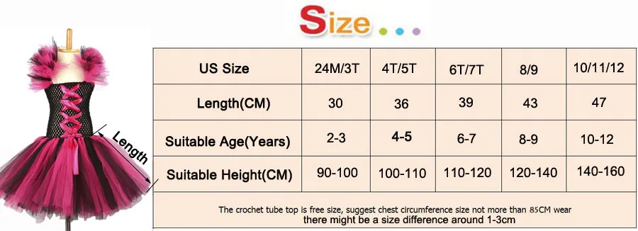 Halloween Girl Witch Hot Pink Black Cosplay Tutu Dress Knee Length Evening Party Dress Kids Holidays Tutus Purim Dress (1)