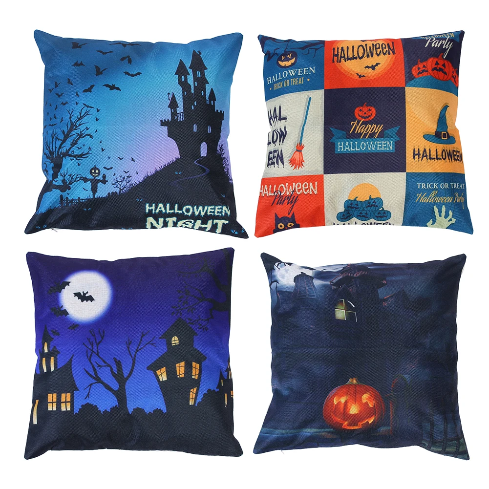 

Halloween Pillow Case Cotton Linen Castle Pumpkin Throw Pillow Case Printed Decorative Seat Pillows Cover 45X45cm Pillowcase