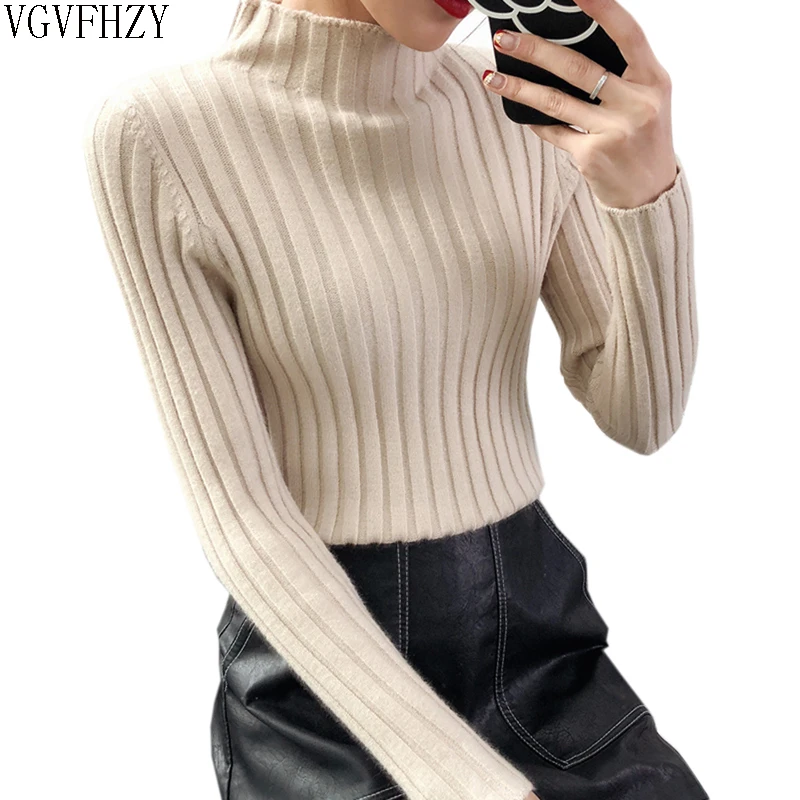 

2019 NEW winter women Cashmere sweater half-high collar Pullover bottom sweater short style in autumn and winter sweater
