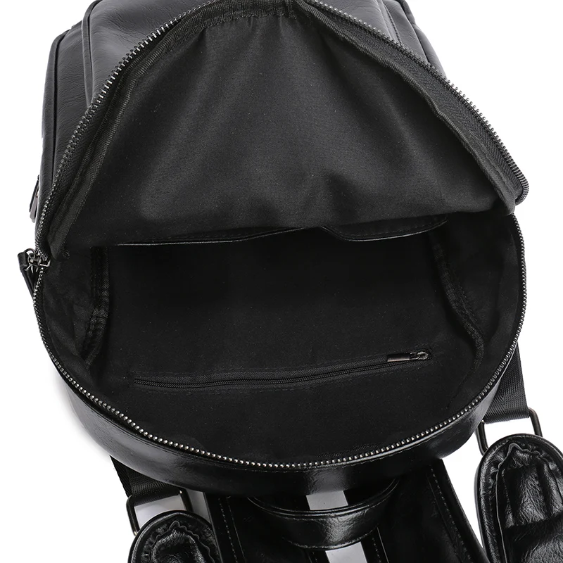  VORMOR Casual Men Backpack for School Black PU Leather Men's Business Small Backpack Bag Portable 1