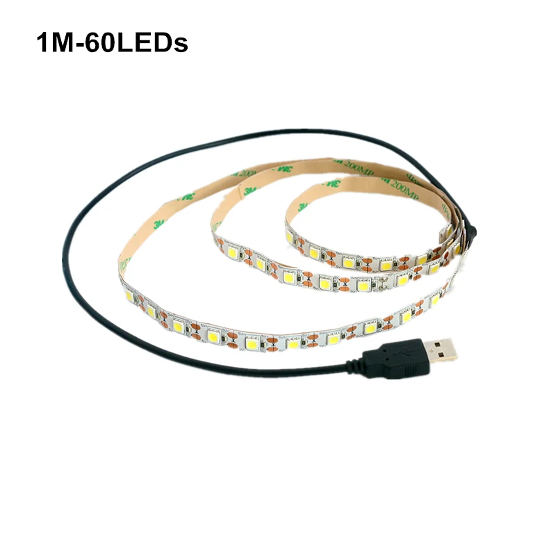 USB Светодиодные ленты света 5 V SMD5050 60 Светодиодный s/m один Цвет светодиод Диодная лента лампа 0,5 HDMI кабель 1 м 2 м 3 м 4 м 5 м светодиодный лента для ТВ ПК Подсветка - Испускаемый цвет: 1M-60LEDs