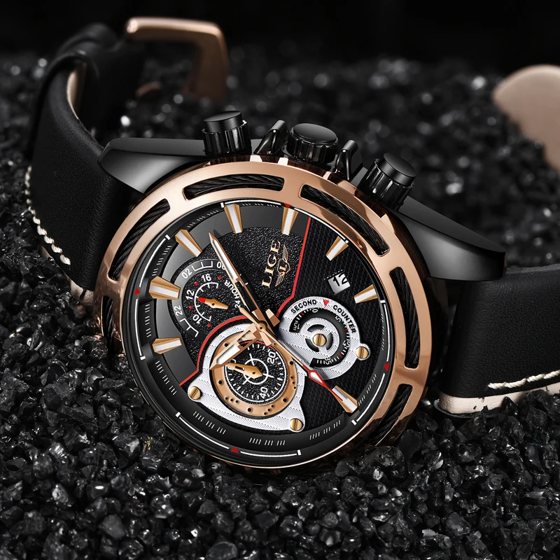 2018 LIGE Watch Men Sport Quartz Fashion Leather Clock Mens Watches Top Brand Luxury Waterproof Business Watch Relogio Masculino