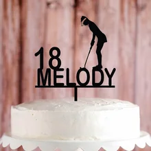 Персонализированные Женские Гольф счастливое украшение для именинного торта, пользовательское имя и возраст торт Топпер, день рождения и спорт торт Топпер