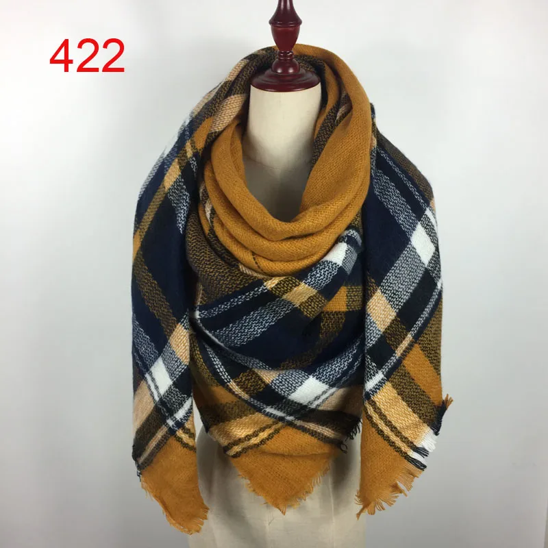 300 цветной шарф тартан акриловый женский шарф зимний кашемировый клетчатый женский красивый теплый шарф desigual - Цвет: As photo