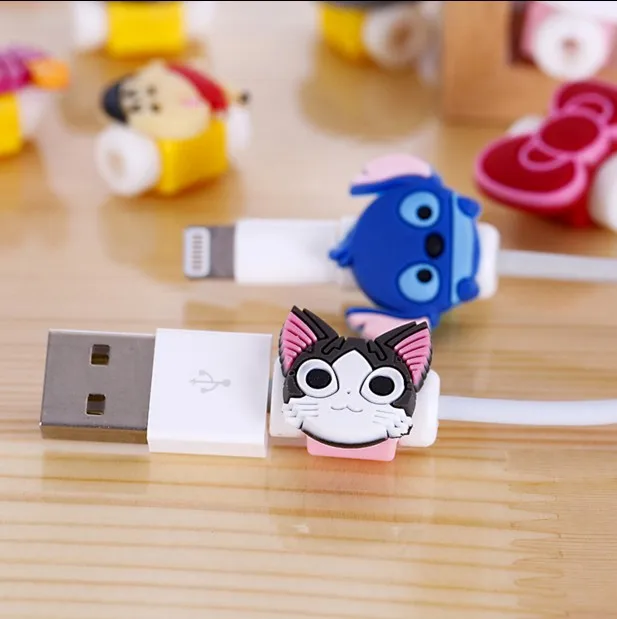 6 шт мультфильм USB кабель протектор заставка зарядное устройство линии передачи данных защитный чехол Крышка устройства для сматывания кабеля для iPhone 5S 6s 7s Ipad