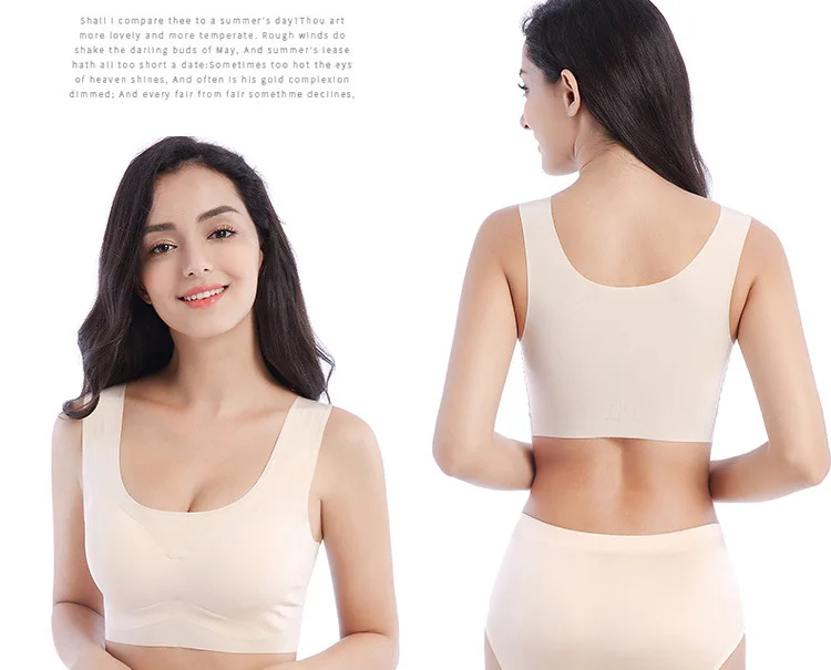 Queenral Plus Size Bras For Women Sexy Seamless Active Bra Big Size Vest Bralette 3XL 4XL 5XL 6XL Push Up Wire Free Brassiere   88