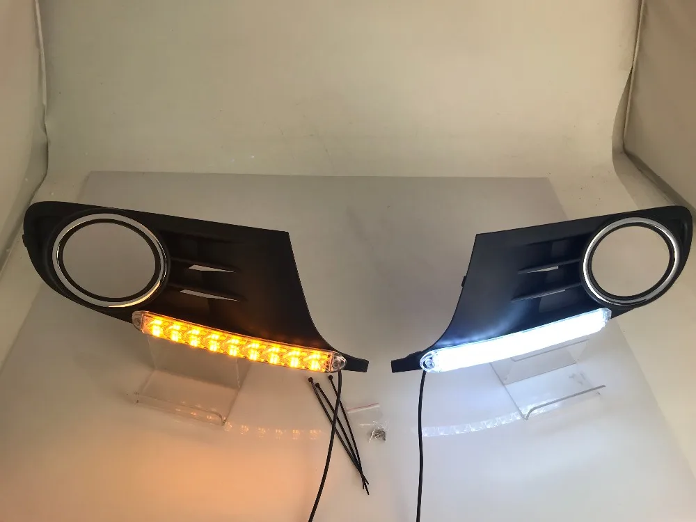 EOsuns led drl Дневной ходовой светильник+ движущийся желтый указатель поворота для volkswagen vw golf 6 mk6 2009-, с 3 м лентой и винтами