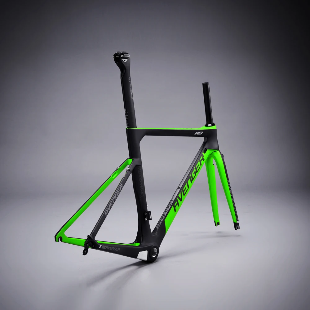 Sale Carbon AERO Road Bike Frame Bicycle Avenger Logo UD Matt Green And Black Painting BB86 R8 Cycling Sports 3 Sale Carbon AERO Road Bike Frame Bicycle Avenger Logo UD Matt Green And Black Painting BB86 R8 Cycling Sports 3