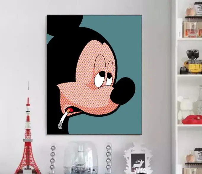 N 505 Karton Hewan Decorl Pop Art Tangan Dicat Pada Kanvas