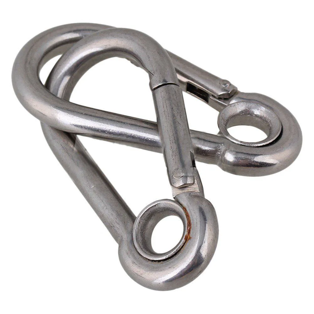 Pack of 1 6mm Stainless Steel Eye Snap Carabiner Hook Spring with Eyelet Marine Grade Clip 6mm x 60mm Pack of 1 6mm Stainless Steel Eye Snap Carabiner Hook Spring with Eyelet Marine Grade Clip 6mm x 60mm