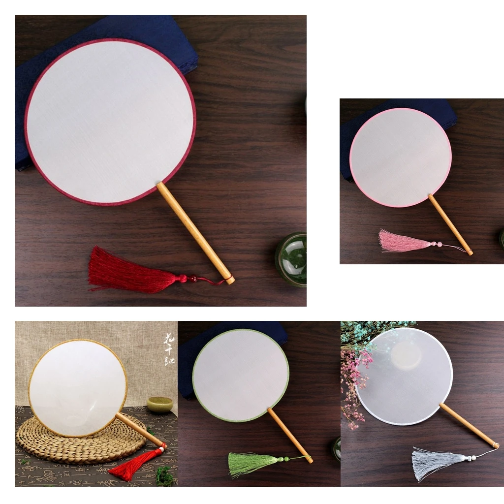 

Traditional Blank Chinese Court Round Fan with Wooden Handle DIY Painting Kit