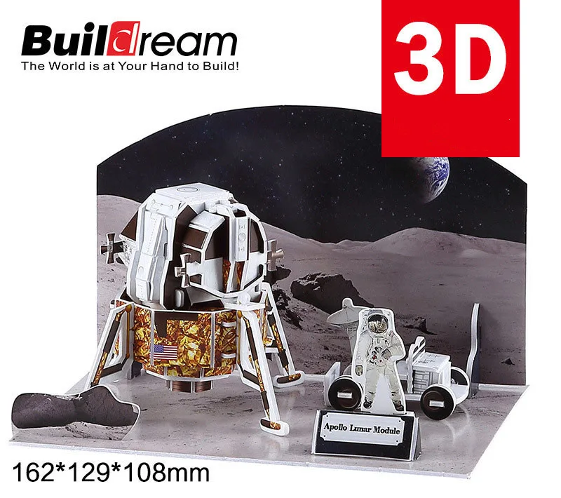 3D карточная доска пазл Аполлон луна ракета солнечная система Международная космическая станция головоломка Строительство кирпичная модель бумажное здание - Цвет: Армейский зеленый