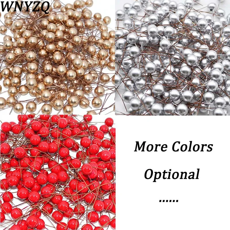 

50/100Pcs Plastic Stamens Artificial Small Berries Cherry For Wedding Christmas Cake Box DIY Wreath Scrapbooking Craft Decor