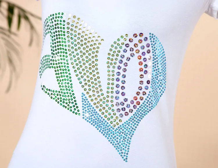 2pc/lot Heart hotfix Sequins motif ,Sequins transfer motif design