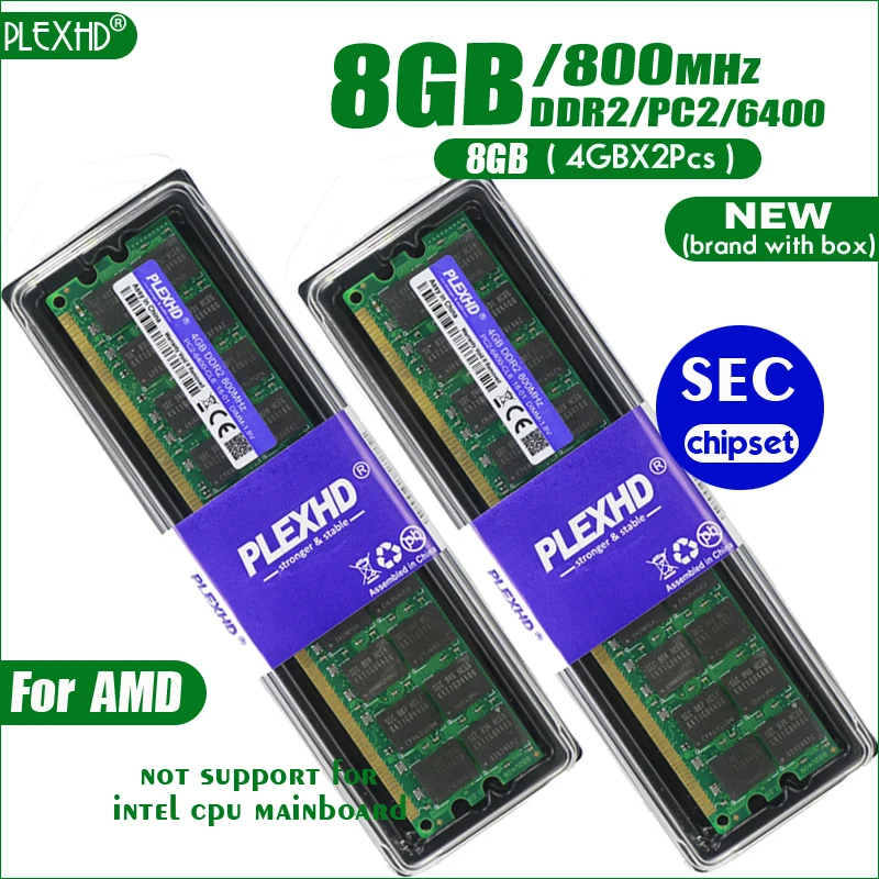 Новый PLEXHD 8 Гб (4 X 2 шт) DDR2 PC2-6400 800 МГц 8G PC2 6400 для настольных ПК DIMM память ram 240