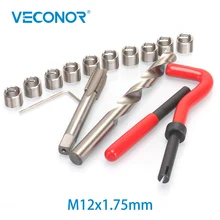 Set of 15pcs M12x1.75mm thread repair set, helical coil thread repair tool set