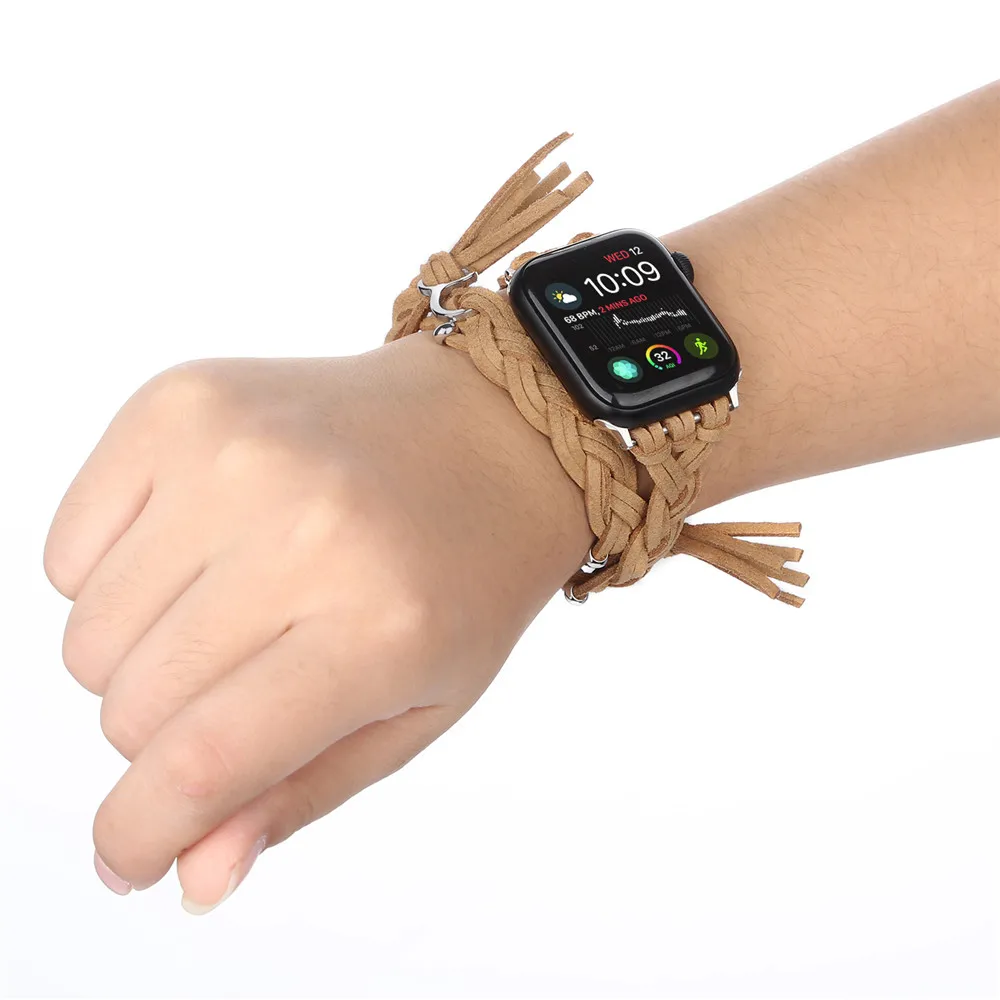 Ремешок Плетеный ручной работы для Apple Watch SE Band 44 мм 40 38 42 браслет iWatch Series 6 5 4 3
