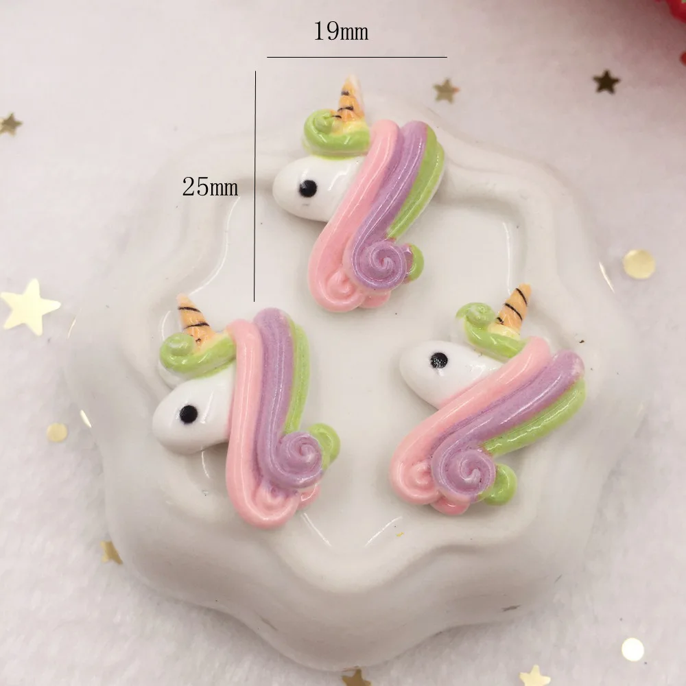 10pcs Lovely Resin 3D Colorful Unicorn Flat Back Cabochon Figurine Stone Embellishments Applique DIY Wedding Scrapbook Craft W67