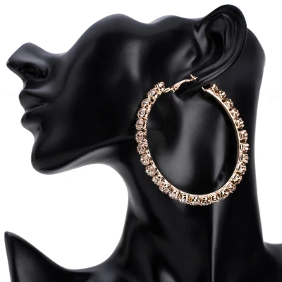 BLIJERY Fashion Stunning Gems Rhinestone Big Hoop Earrings For Women Trendy Jewelry Statement Earrings Night Party Accessories