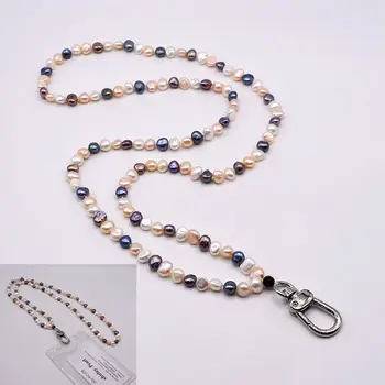 

Colorful pearl work card sling. Natural colored baroque pearl. Male and female handmade pearl work card chain. free delivery