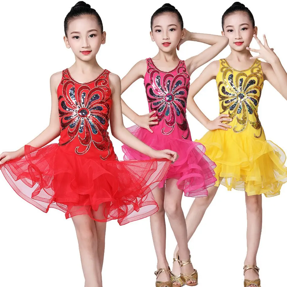 Kids Girl Fringe Latin Dance Dress Tango Sequin Beaded Embroidery Girls Lady Sexy Salsa/Ballroom/Tango/Cha Cha Competition Hot |