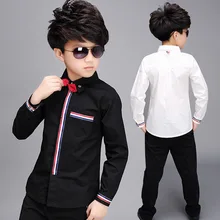 2016 Brand New garçons Style de la marine robe de mariée Shirts avec Bow Tie enfants doux rayé formelle Proms et robe de mariée chemises, C043