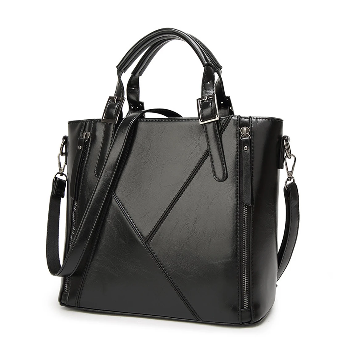 SFG HOUSE Elegant Leather Top Handle Bag Vintage Large Women Bag Luxury