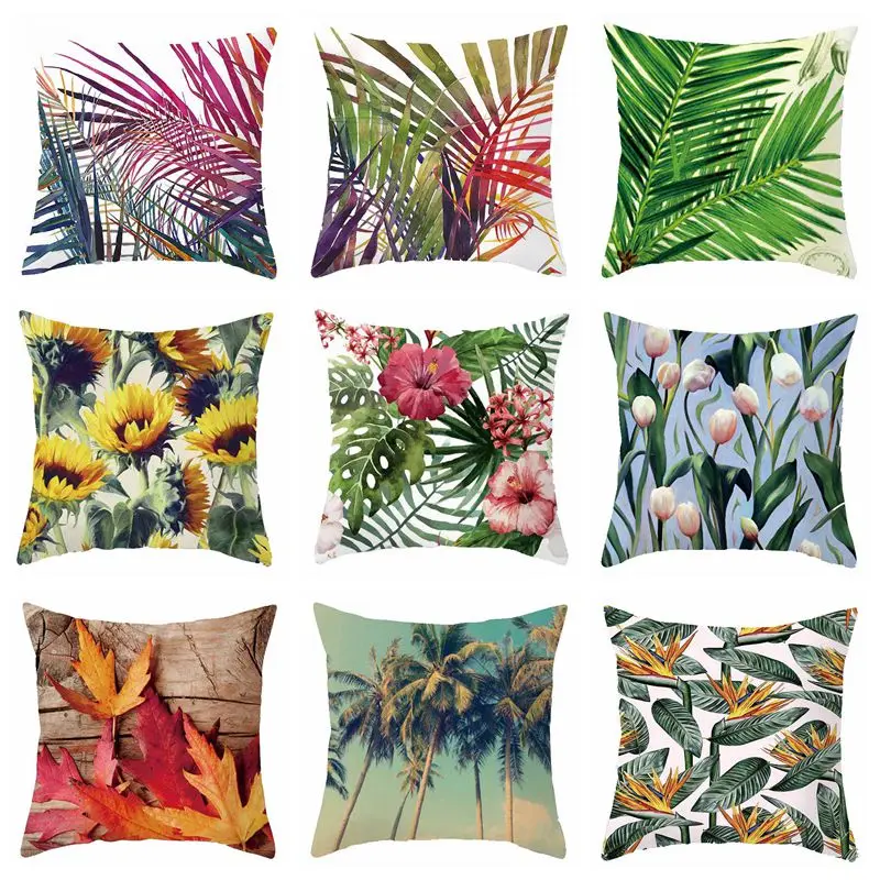 

Tropic Tree Green Cushion Cover Polyester Cotton Throw Pillow Cover Decorative Pillows Flower Cushion Cover For Sofa Car