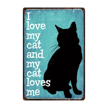 

[ Kelly66 ] Love My cat Metal Sign Tin Poster Home Decor Bar Wall Art Painting 20*30 CM Size y-2160