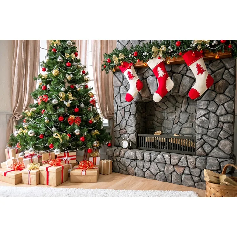 Mehofoto X'mas деревья фоны для фотографии камин фото фон студия новый год носки