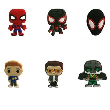 

New 1pcs Spiderman PVC Shoe Charms Cool Action Figure Accessory Buckles Fit Bracelets Croc JIBZ Kids Best Gifts