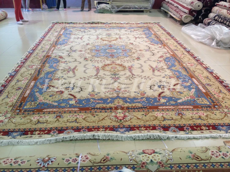 

Free shipping 9'X12' 160 Line Hand-knotted Wool and Silk Oriental Persian Rug handmade persian carpet