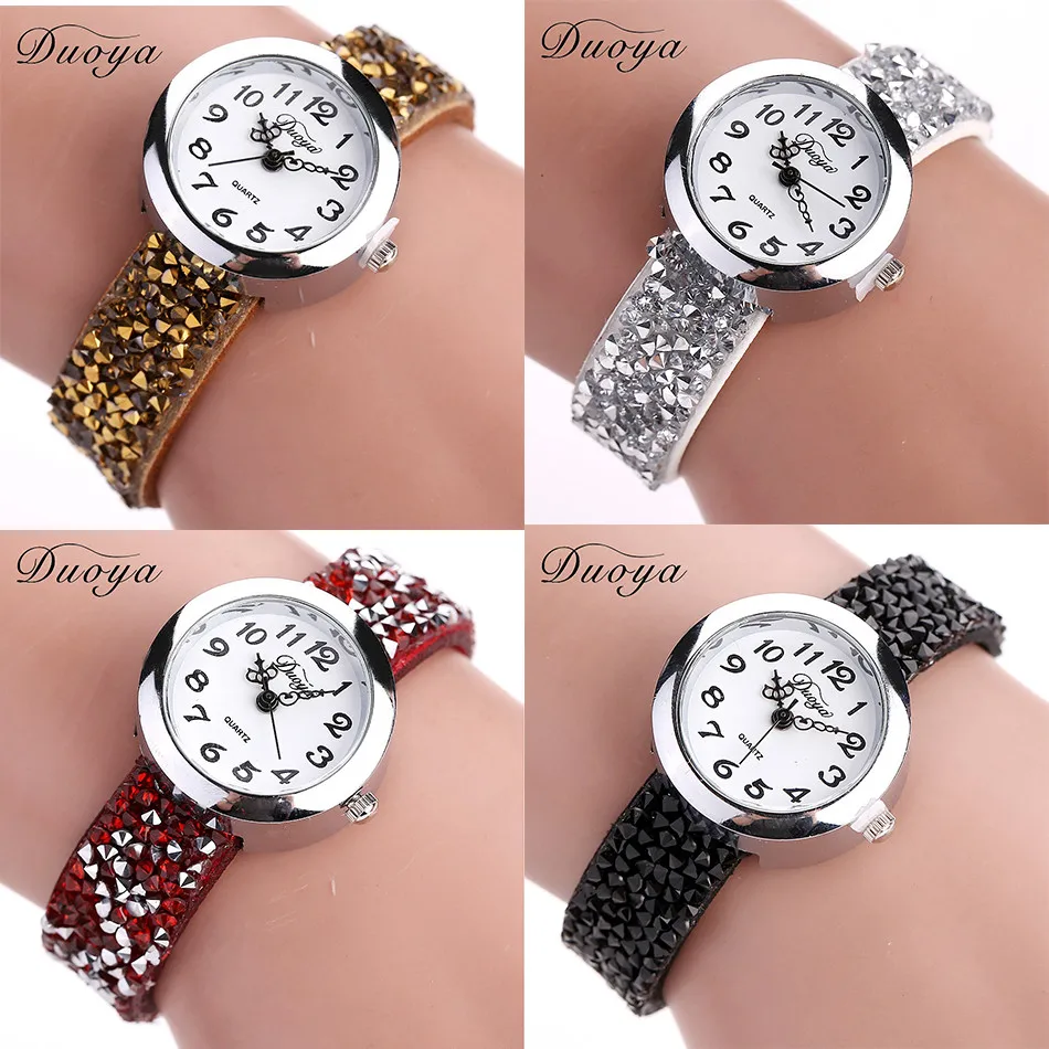 Duoya брендовые часы женские часы роскошный браслет с кристаллами кварцевые наручные часы со стразами часы женская одежда подарок relogio feminino