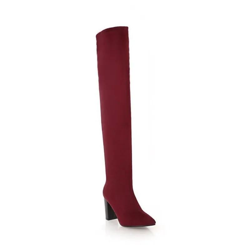 Sexy Leopard Over The Knee Ridding Boots For Women New Fashion Streth Fabric High Heels Autumn Winter Female Concise High Boots (32)