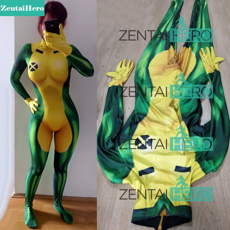 Бесплатная доставка DHL 2018 костюм для косплея X-Men Rogue с 3D-принтом эластичный