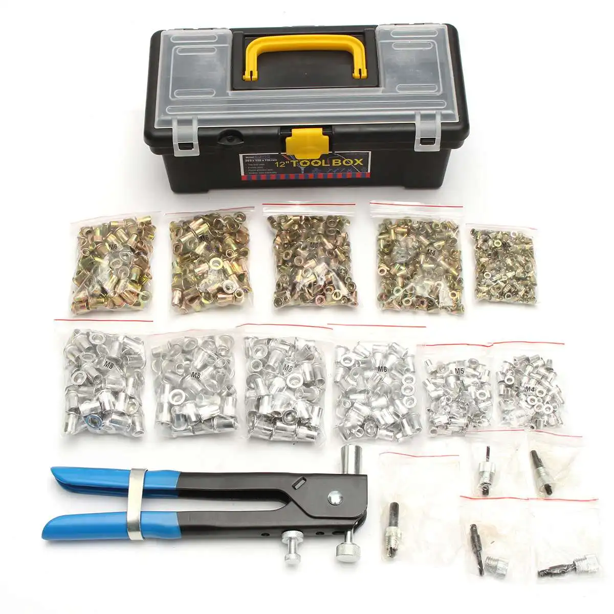 

wholesale 464Pcs M3-M8 Blind Hand Rivet Nuts Threaded Insert Rivet Tool Riveter Guns Rivnut Nutsert Insert DIY Tool Sets