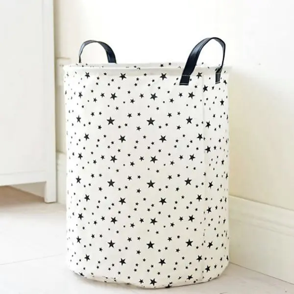 1 قطعة سلة الغسيل القابلة للطي في القطن و الكتان للأطفال المحمولة دائم المنظم سلة التخزين تخزين (ستار نمط