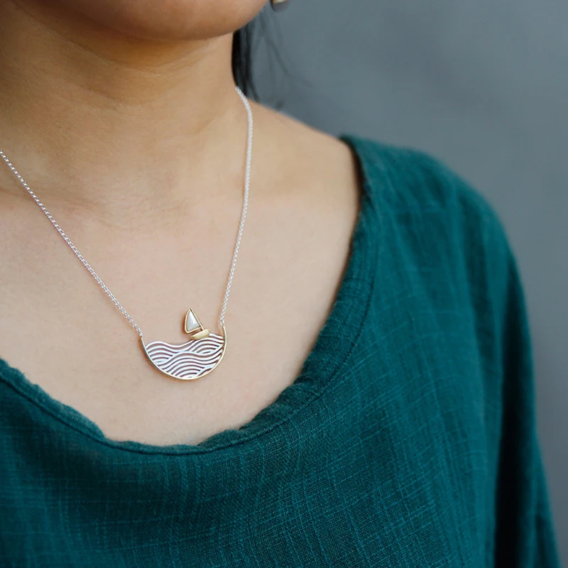 Lotus Fun Real 925 Sterling Silver Handmade Designer Fine Jewelry Creative Sailboat Necklace for Women Acessorio Collier - Image 6