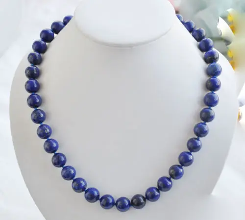 

12mm round blue lapis lazuli bead necklace 5.27