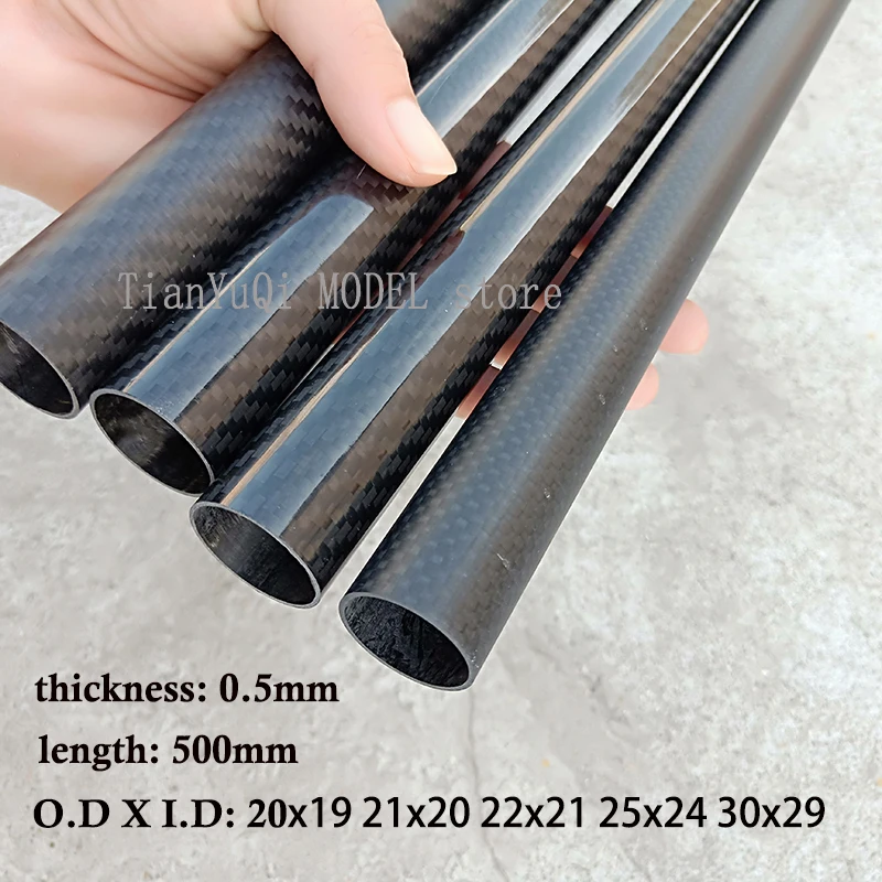 

2PCS length 500 mm true carbon fiber tube high composite hardness material 3K matte/glossy surface for aircraft
