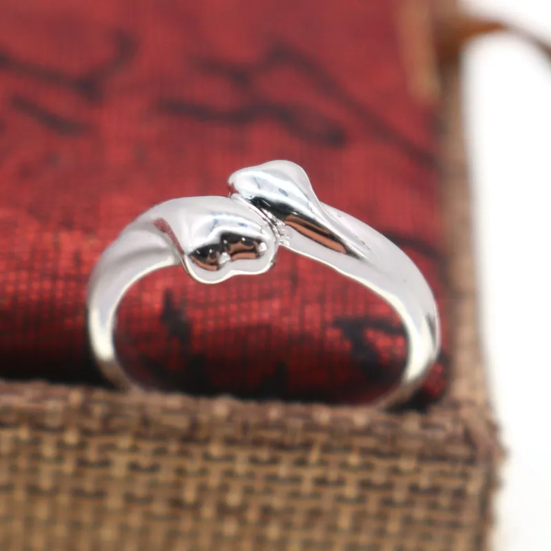 

Hot Sale Unique Ring Women Fashion Jewelry Copper Double Heart Ring