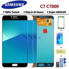 5," дисплей C7 lcd супер AMOLED ЖК-дисплей+ сенсорный экран для Samsung Galaxy C7 C7000 яркость экрана регулируемая