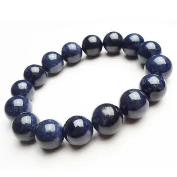 

Free shipping 435 14mm Natural Blue Big Round Beads Stretch Bracelet AAA