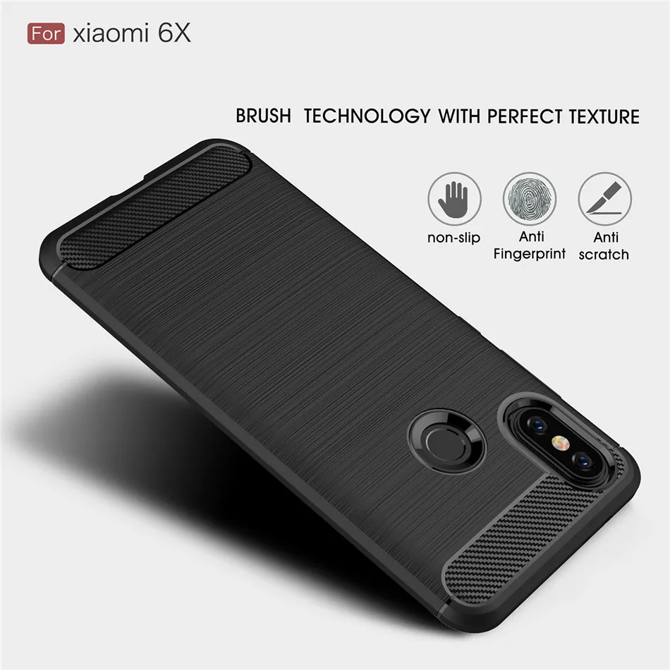 Чехол Whyes для Xiaomi Mi 6X противоударный мягкий ТПУ чехол из углеродного волокна A2 Mi6X