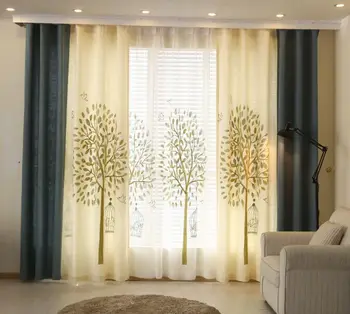 

Summer The New Korean Rural Cotton Embroidered Linen Shading Curtain Finished Products Can Be Customized