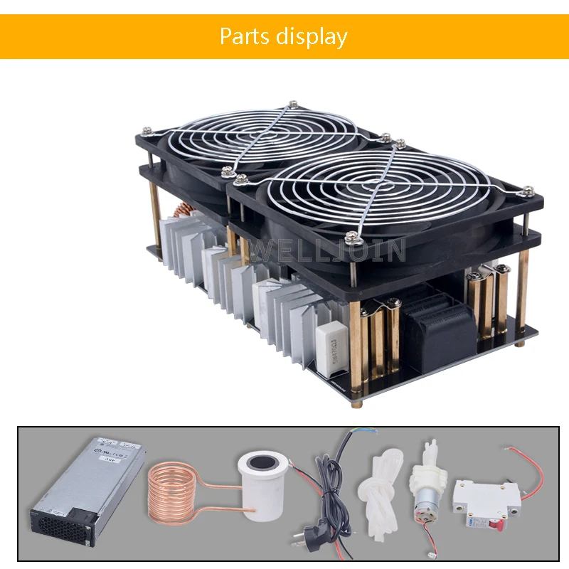 

2500W ZVS Induction Heater Induction Heating PCB Board Heating Machine Melted Metal + Coil Mayitr+ Crucible+Pump+Ppower Supply