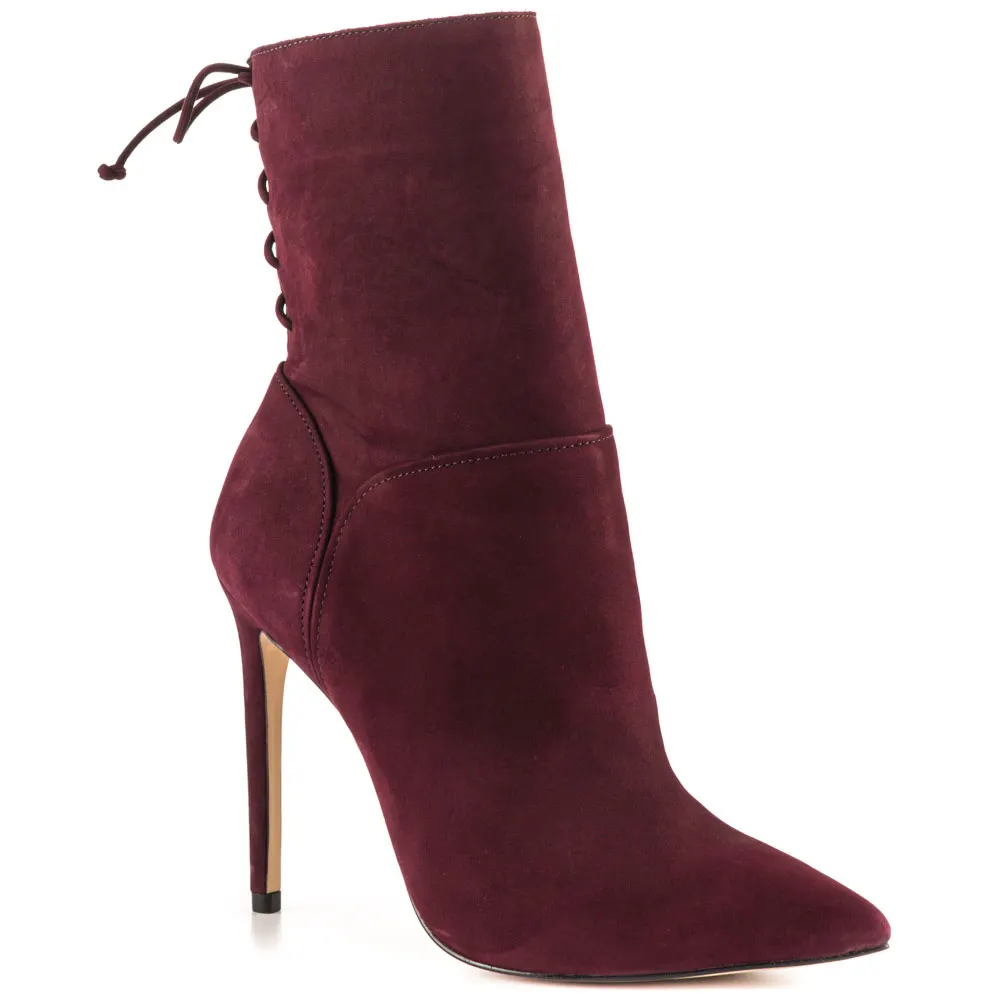 

Wine Red Pointed Toe Ankle High Boots For Women 2017 High Heel Stilettos 12cm Winter Women Boot Shoes Ladies Multi-color