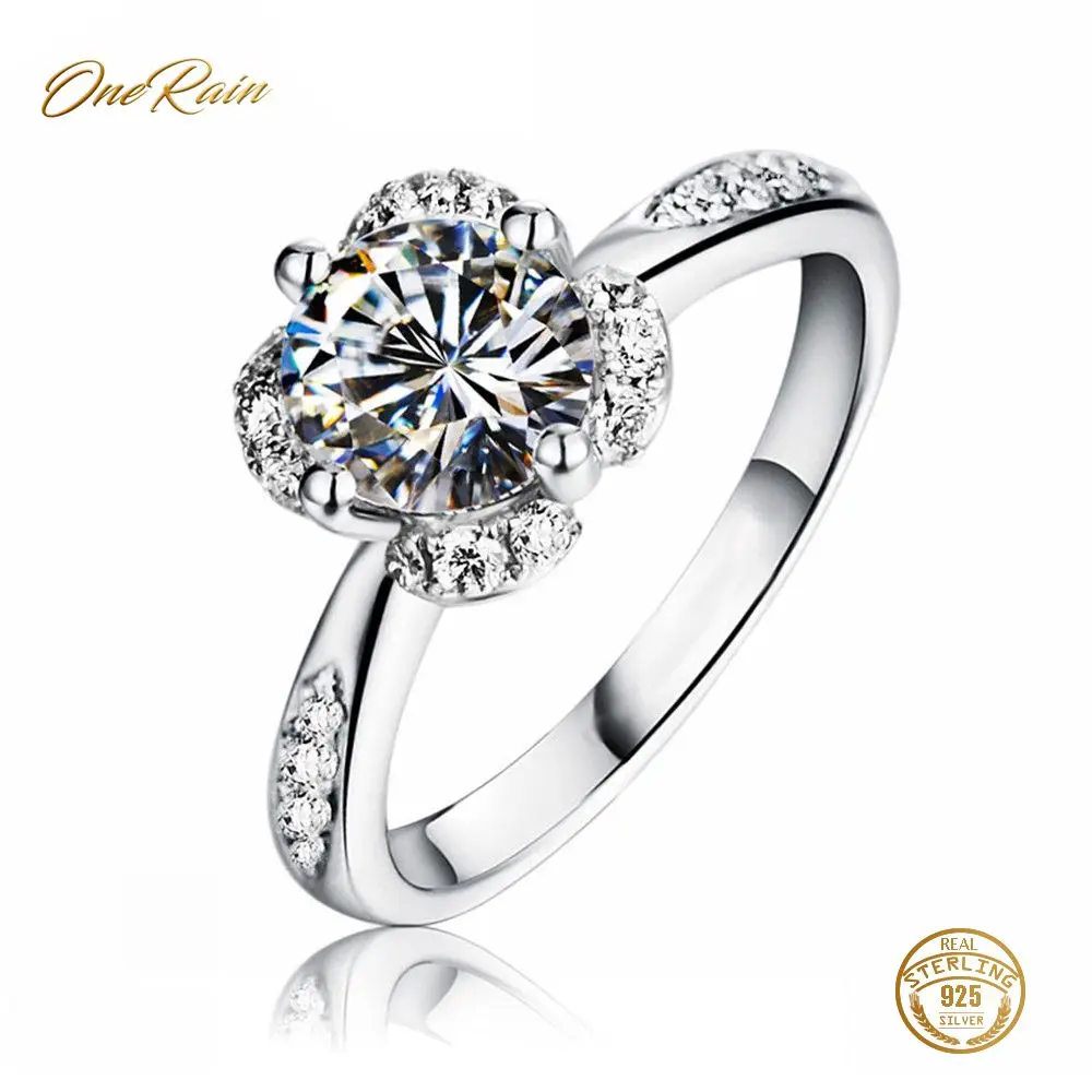 

OneRain 100% 925 Sterling Silver Ruby Gemstone Birthstone Wedding Engagement Cocktail For Women Ring Jewelry Wholesale Size 6-9