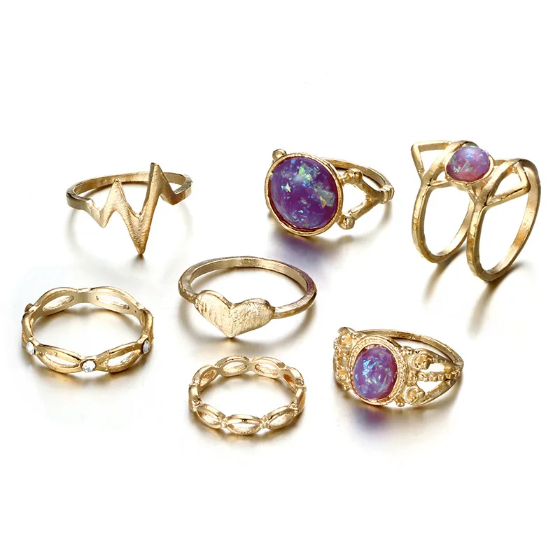 Новая Мода Золотое сердце большой камень костяшки кольцо Bijoux Femme чешские